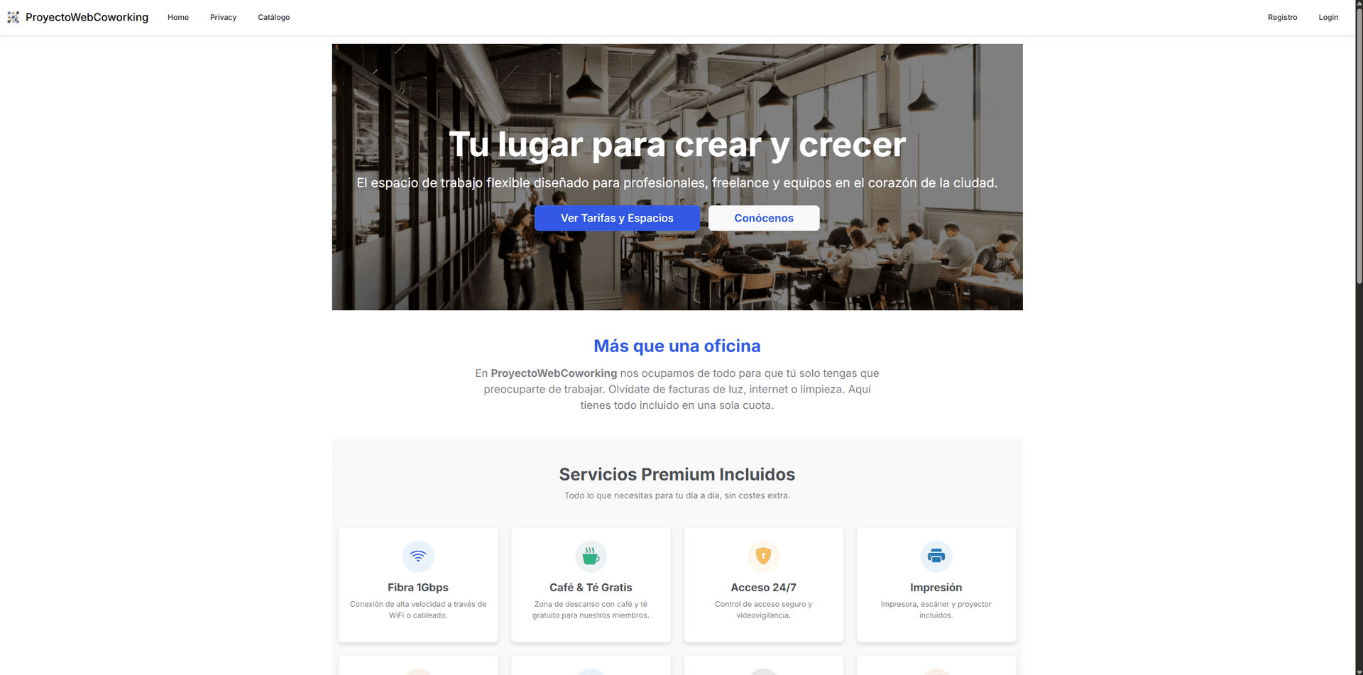 Captura de Coworking Manager